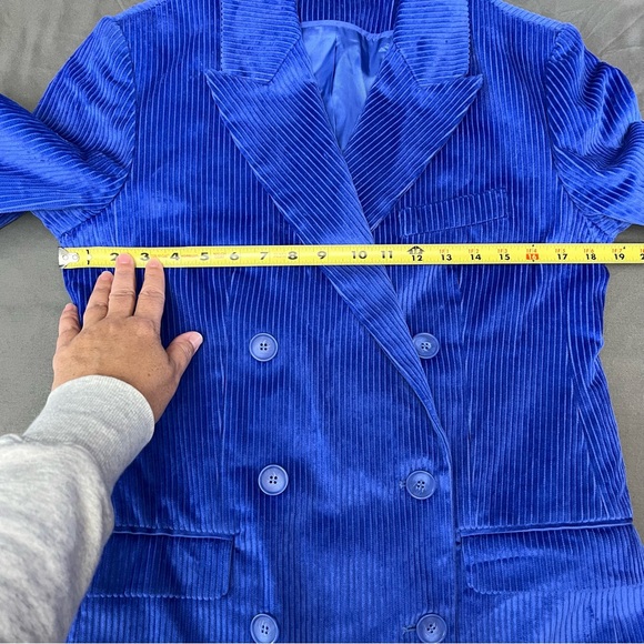 COS Royal Blue Double Breasted Corduroy Blazer Size 10 - Picture 8 of 11